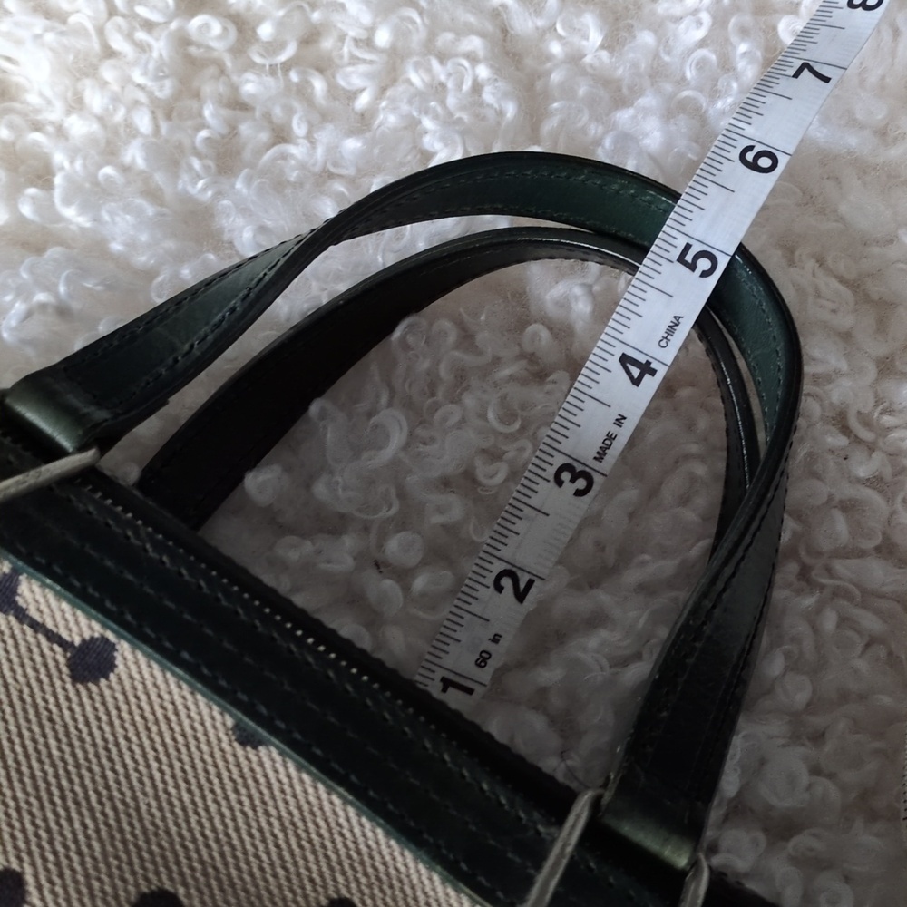 Efffy Canvas Tote Bag with Dark Green Leather Trim - Picture 11 of 11